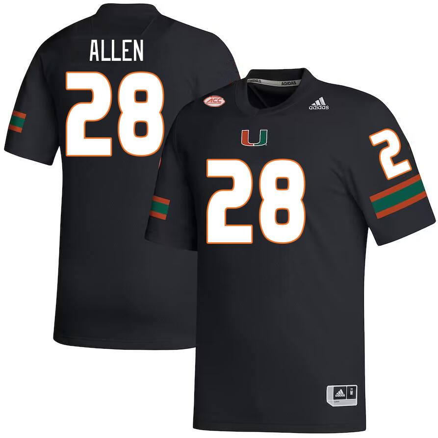 Men #28 Ajay Allen Miami Hurricanes College Football Jerseys Stitched Sale-Black